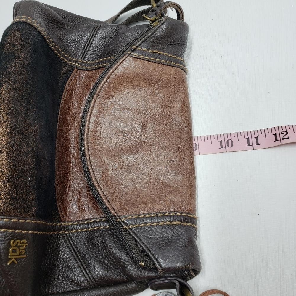 The Sak Deena Leather Crossbody Hobo Bag Foldover Multi Texture Shimmer - Picture 13 of 16